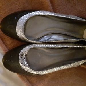 J Crew Penelope ballet flat black silver size 9 1/